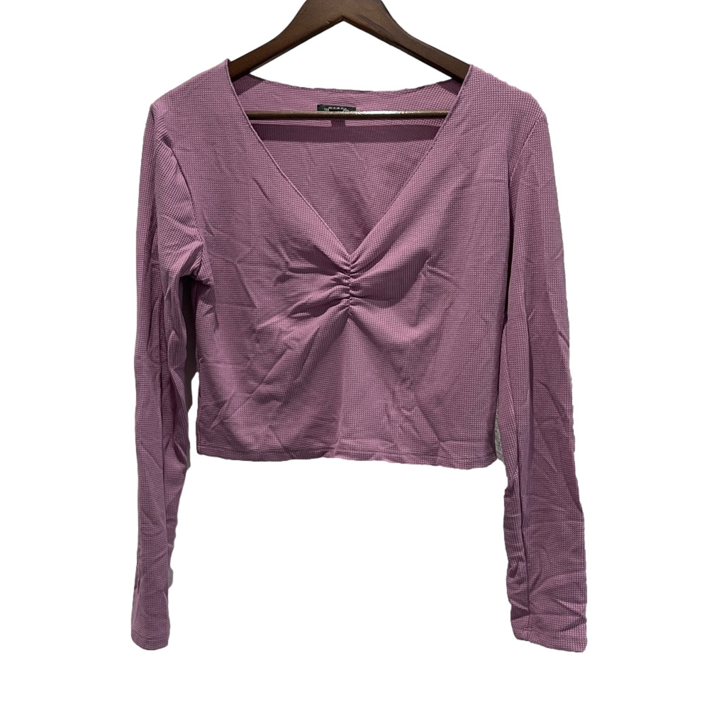 Long sleeve purple crop top light thermal material size Large